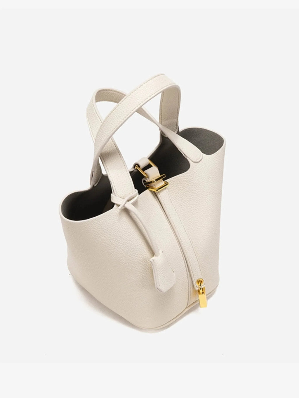 Jasmine | Textured Leather Lock Detail Tote Bag