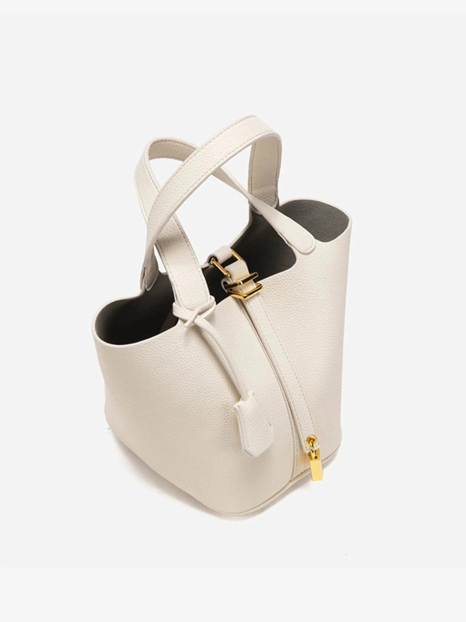 Jasmine | Textured Leather Lock Detail Tote Bag