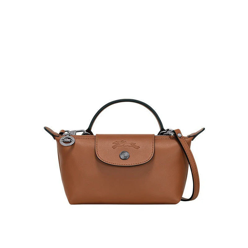 Mini Leather Tote Bag - Brown