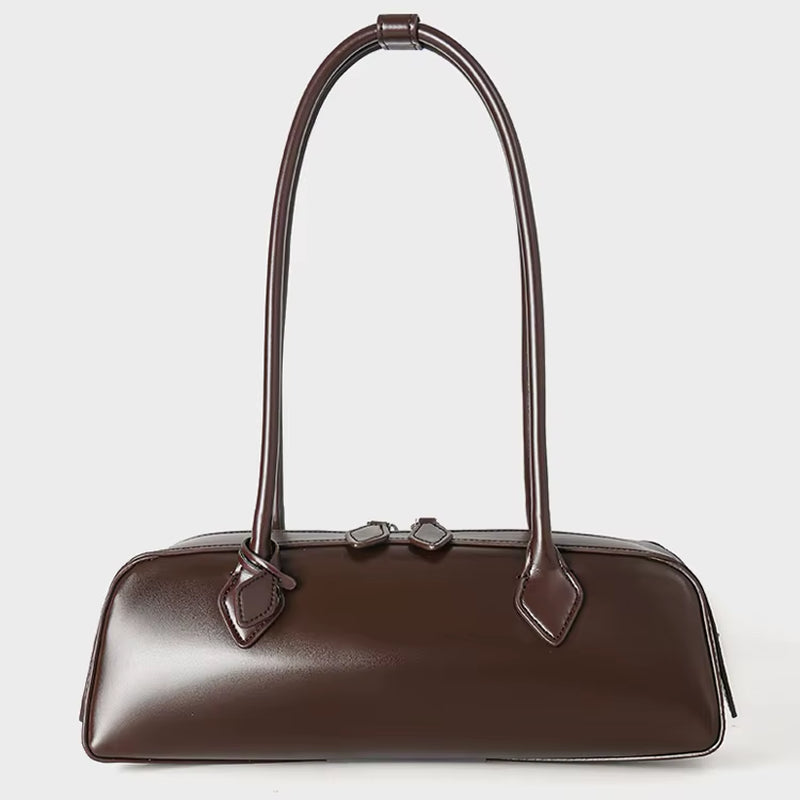 Elegant Vintage Mini Tote Bag - French Style Leather Handbag, Luxury Aesthetic Small Boston Bag for Everyday Wear