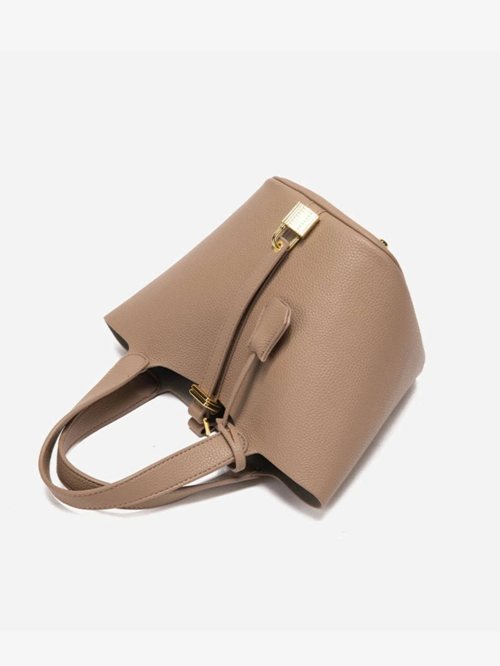 Jasmine | Textured Leather Lock Detail Tote Bag