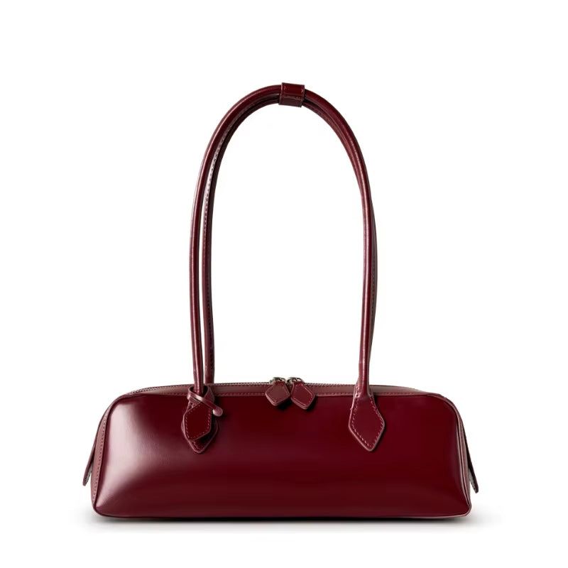 Elegant Vintage Mini Tote Bag - French Style Leather Handbag, Luxury Aesthetic Small Boston Bag for Everyday Wear