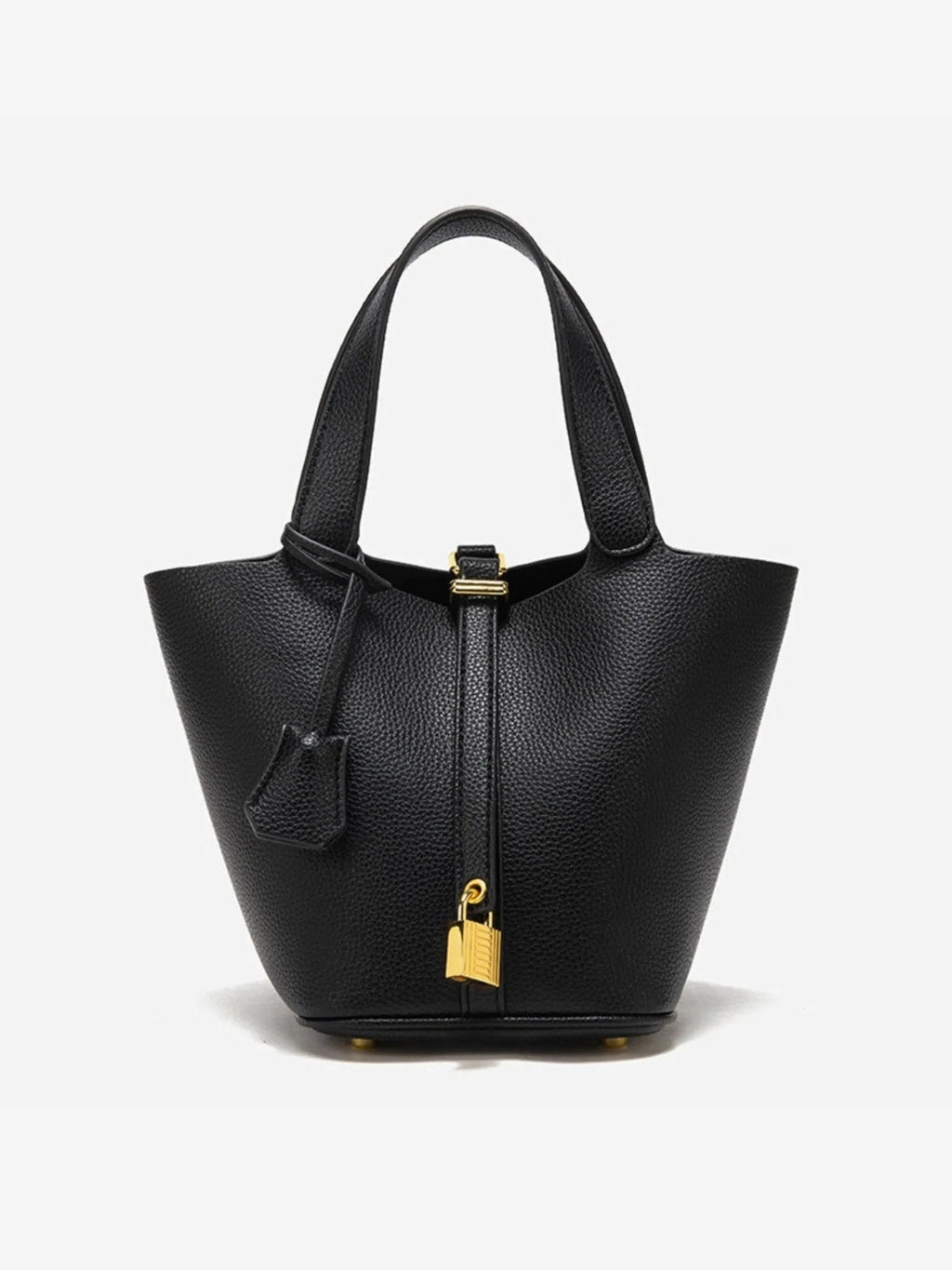 Jasmine | Textured Leather Lock Detail Tote Bag