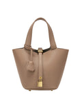 Jasmine | Textured Leather Lock Detail Tote Bag