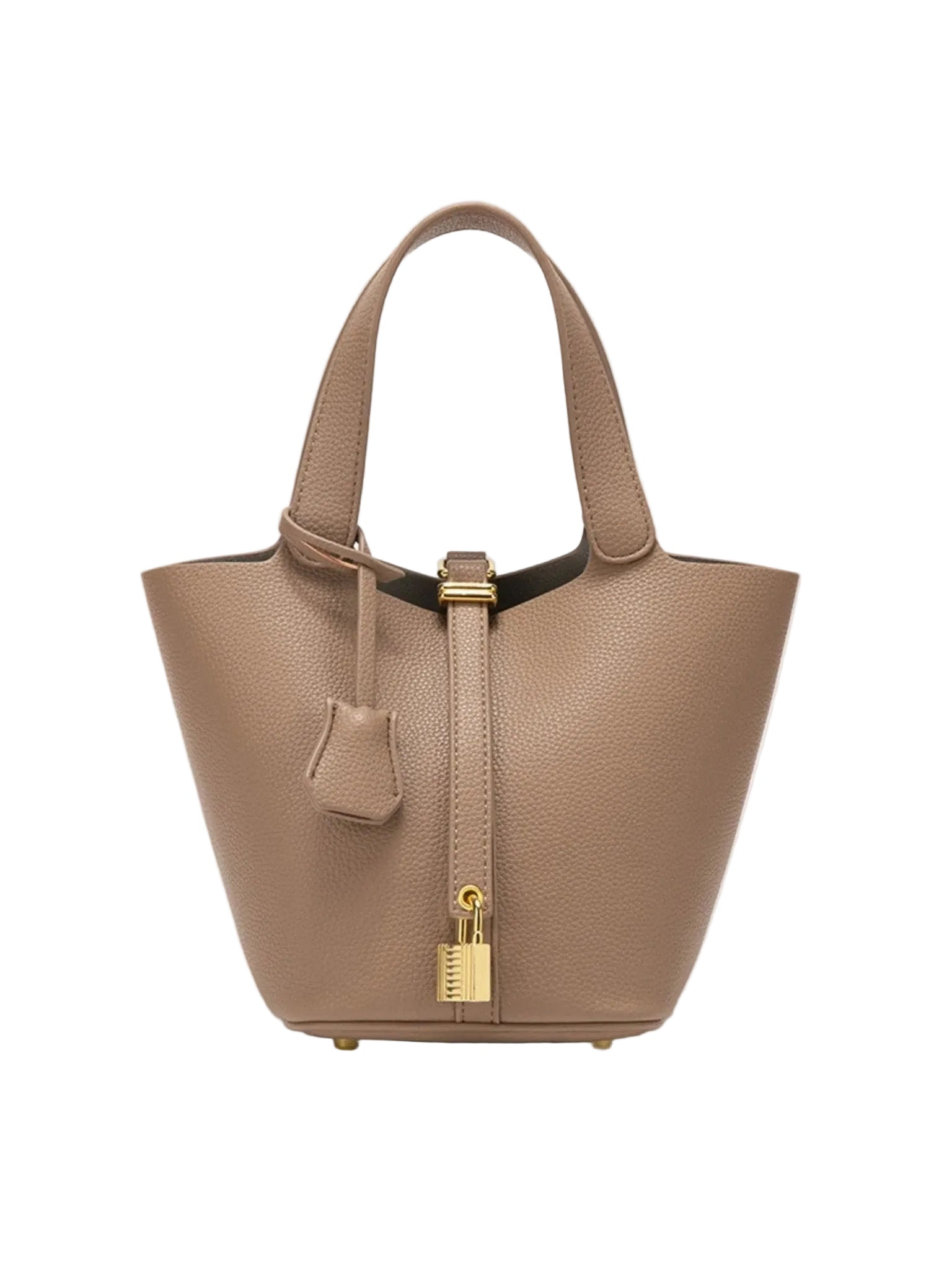 Jasmine | Textured Leather Lock Detail Tote Bag