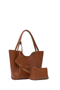 Tan SHK108 Faux Leather Women Hand and Shoulder Bag with Wallet and Makeup Bag