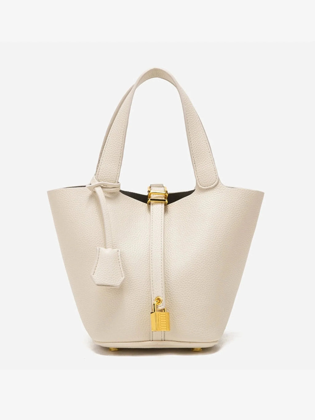 Jasmine | Textured Leather Lock Detail Tote Bag