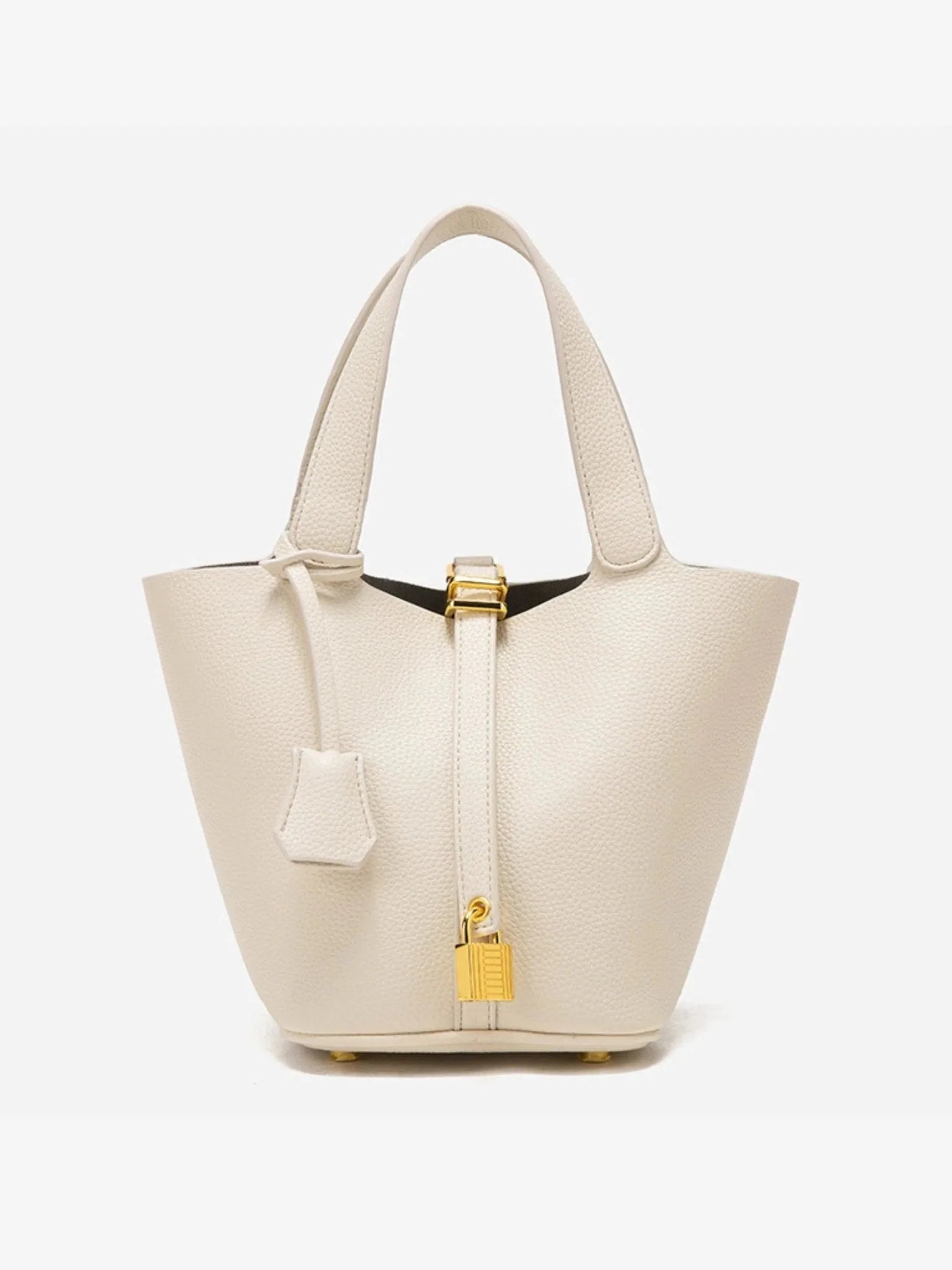 Jasmine | Textured Leather Lock Detail Tote Bag