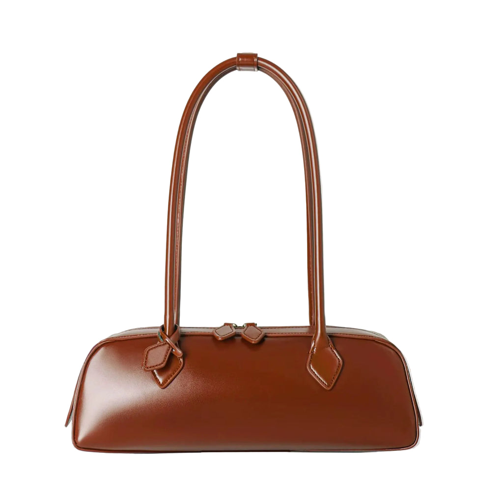 Elegant Vintage Mini Tote Bag - French Style Leather Handbag, Luxury Aesthetic Small Boston Bag for Everyday Wear